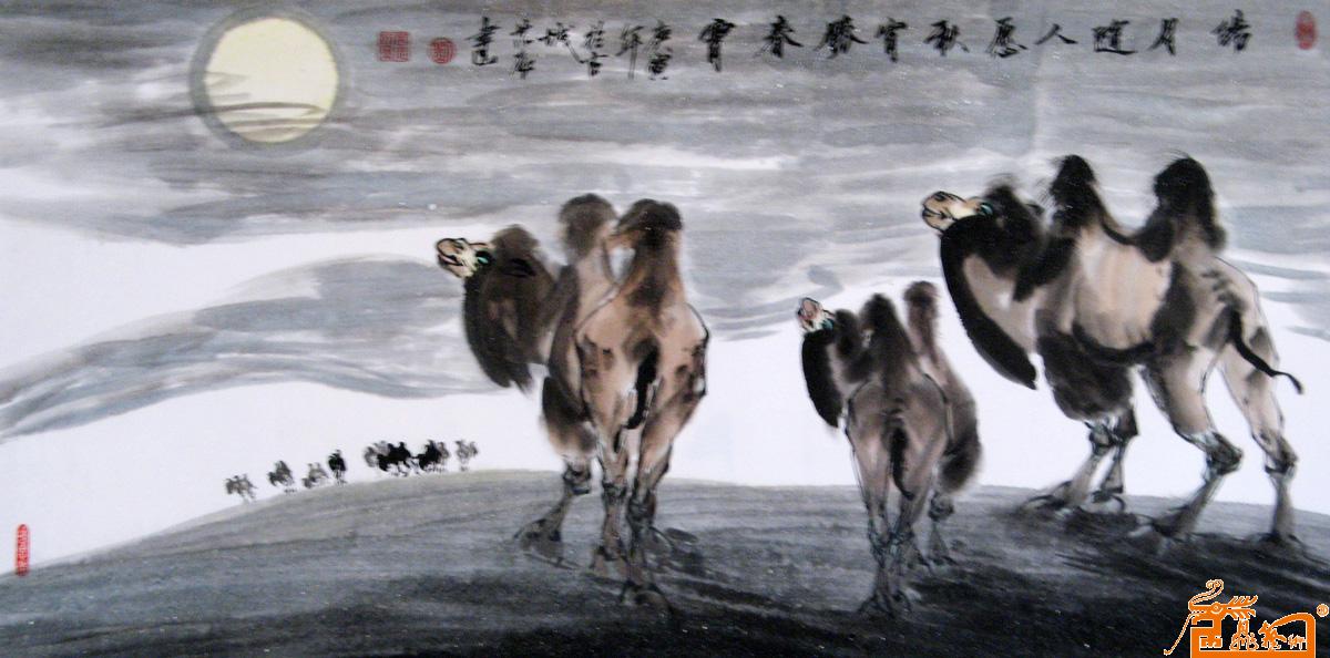 名家 刘苡辰 国画 - 作品27月下骆驼